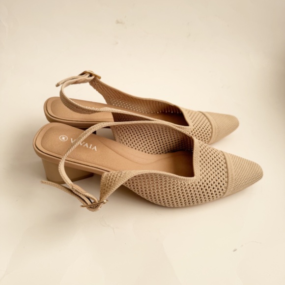 Vivaia Tan Pro Slingback Comfort Old Money Heels Size 38 - Picture 2 of 6